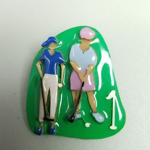 Vintage Woman Pins by Lucinda Golf Them Brooch, Golfer Golfing Lapel Pin - Picture 6 of 7